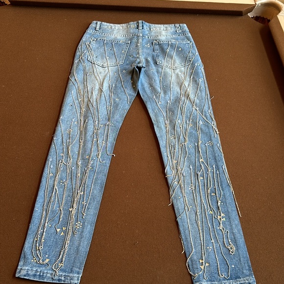 Rhinestone, distressed, jeans, never worn - Picture 4 of 4